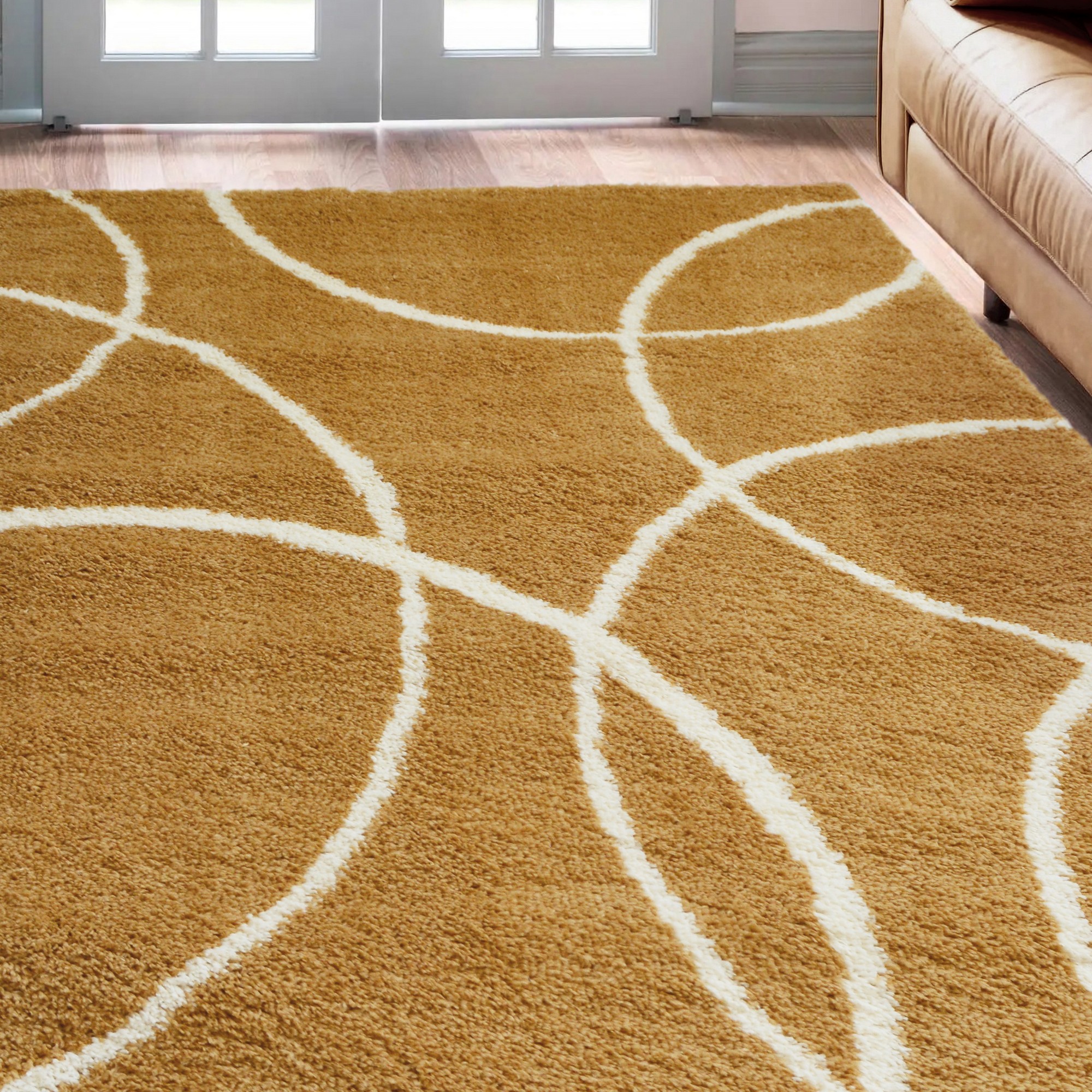 Snug Bubbles Shaggy Geometric Rugs In Yellow